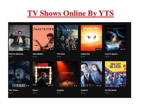 It boasts an extensive library of movies, TV shows, games, and software, making it a destination for torrent. . Yts tv shows and movies